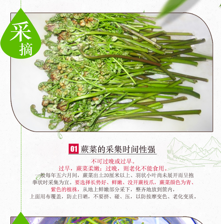 安徽特产     野生蕨菜干山野菜干货纯天然绿色食品 110g