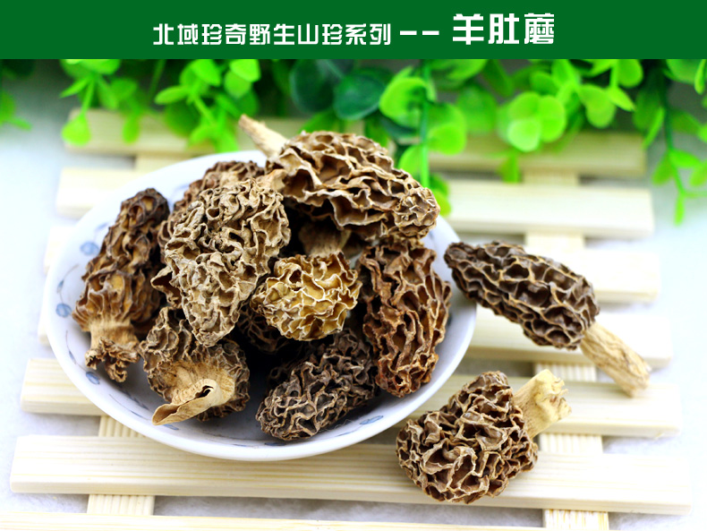 黑龙江特产 北域珍奇 东北野生羊肚蘑 羊肚菌 羊肚菇干货菌菇去根50g