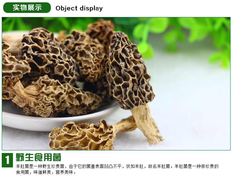 黑龙江特产 北域珍奇 东北野生羊肚蘑 羊肚菌 羊肚菇干货菌菇去根50g