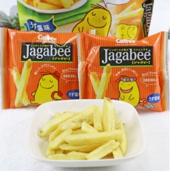 香港进口零食 Jagabee卡乐比薯条淡盐味焙烤食品90g/袋装*4